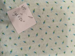 Vintage Seersucker Tiny Blue Rose’s Rosebud’s Baby Blue Background 1 Yard + 26″