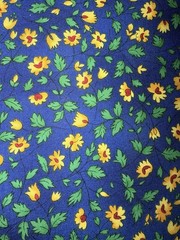 Fabri-Quilt Quilting Bee 8130 Blue Yellow Green Floral Cotton OOP Fabric 1yd