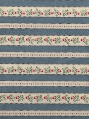 1990 Vintage Tiny Pink Rosebuds Fabric Traditions Blue Floral Cotton 2 yards