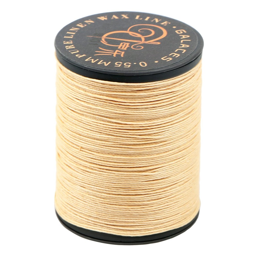 FANDOL 100% Natural Linen Thread Waxed for Bookbingding, Leather Beige