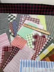 Fabric Scraps Gingham Plaid Stripes 2 1/2” – 5” Wide Crafts Quilting Red Blue
