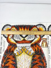 Vintage Multicolor Tiger Cut N Sew Two Panels Pillow 1960s Rare