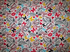 PARIS I LOVE WORDS POST MARKS BRIGHT COLORS COTTON FABRIC FQ