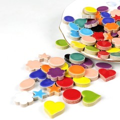 1.5×1.5 cm Ceramic Mosaics Pieces Stained Glass, Assorted Colors and Flowers …