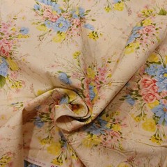 2 Yards 1″ Country Floral Blue/Yellow 100% Cotton Quilting Fabric Single Piece