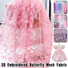 3D Butterfly Mesh Tulle Cloth Gradient Organza Wedding Party Skirt Sewing Fabric