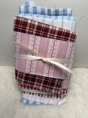 Fabric Scraps Gingham Plaid Stripes 2 1/2” – 5” Wide Crafts Quilting Red Blue