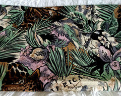 1 Yard Brown JUNGLES OF THE WORLD, New, 44 Wide, Brown/Green/Purples/White