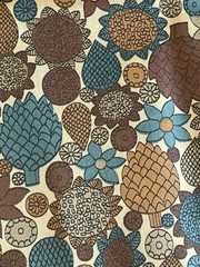 1.33Y Klopman Mills Fabric Turquoise Brown Orange Flower Shiny Slick Poly/Rayon?