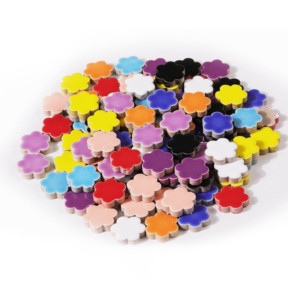 1.5×1.5 cm Ceramic Mosaics Pieces Stained Glass, Assorted Colors and Flowers …