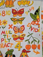 Vtg House ‘N Home Fabrics Children’s Novelty Fabric 1.1 Yd Math Theme Dogs Frogs