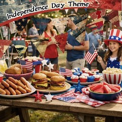 10 Pcs Vintage Patriotic Fabric Bundles 20 x 20 Inch Red Blue White 4th of Ju…