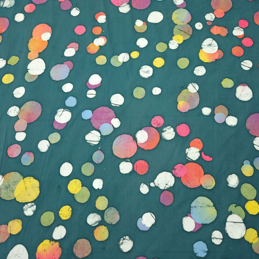 Color Me Banyan BTY Banyan Batiks Colorful Dots Circles on Dusty Hunter Green
