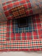 LOT of 20 Plaid Red Blue White Green Random sewn cotton fabric QUILT Blocks 6×6