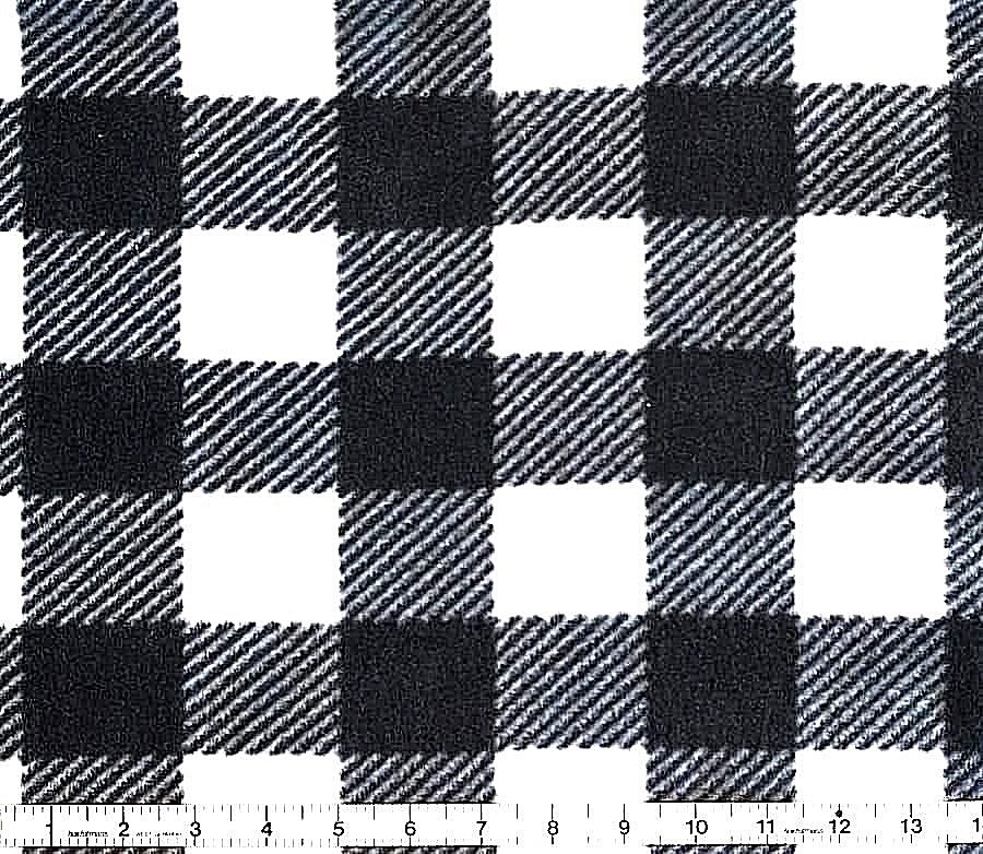 BTY HOLIDAY BUFFALO CHECKED BLACK & WHITE ANTI PILL FLEECE FABRIC 1 YD 60 x36″