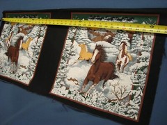 Wild Horses Fabric 2 PANEL Blocks 100% Cotton for Pillows Crafts 38″ x 17″