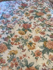 Vtg Robert Allen Floral sateen cotton McMillen 1989 7 yds 55″ peach green dupont