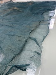 Antique Japanese Hand Spun Fine Hemp Kaya Mosquito Net Turquoise Seamless 70″