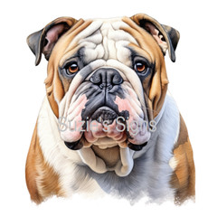 Bulldog Dog Watercolor Fabric Block You Choose Size