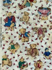 VINTAGE 1996 Teddybears on Cream (Fabric Traditions) – BTFQ: 18” x 22”