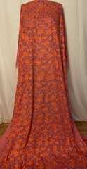 Silk Cotton Blend Embroidered Batiste Vibrant Orange Purple 3 Yds 34″ Long 56″W