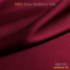 Wine Red 100% Pure Mulberry Silk Fabric by the Yard
