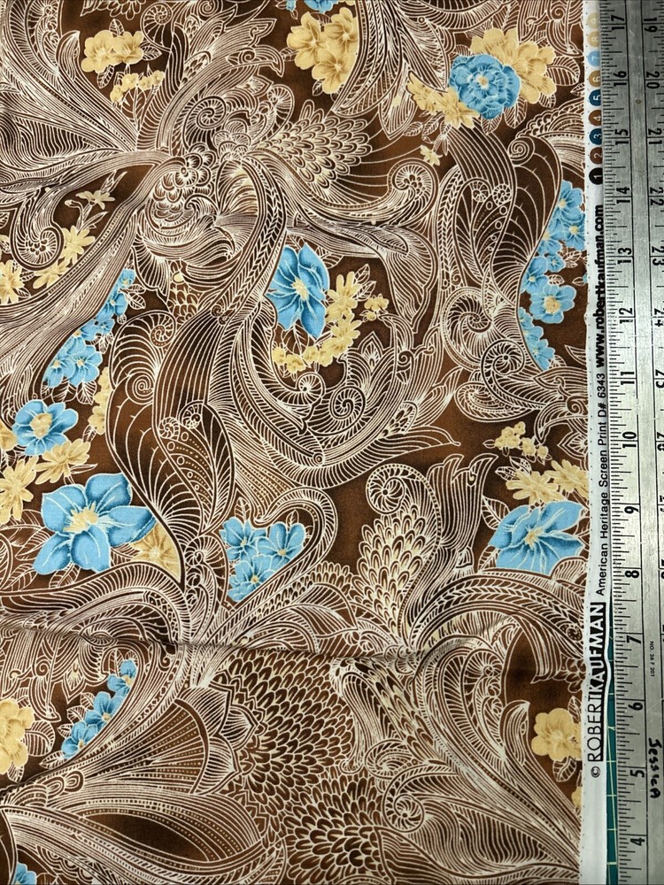 AMERICAN HERITAGE Robert Kaufman 1/2 Yard (18” X 45”) Brown Teal Cotton Fabric