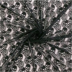 60 * 36 Inches Lace Fabric, 1 Yard Black Skull Pettern Lace Fabric, 1 Yd Non-Str