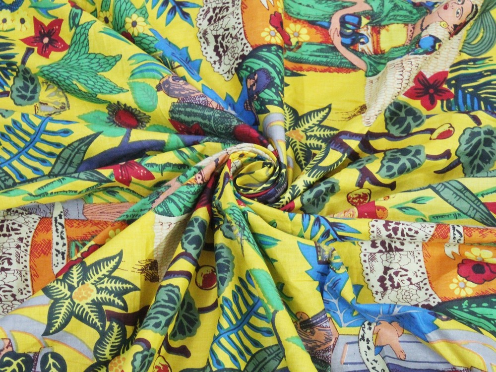 Hand Screen Printed 7 Yard 100%Cotton Fabric NO TARRIF CHARGES 100%✅ZK_332