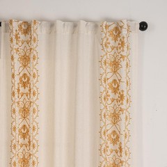 Bohemian Curtains Linen Gauze Embroidered Curtains Bohemian Floral Beige Farm…