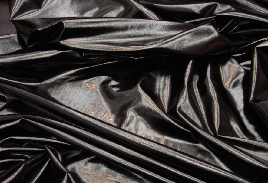 BLACK 4way stretch foil metallic spandex fabric SOLD BY THE YARD 60″ Wide