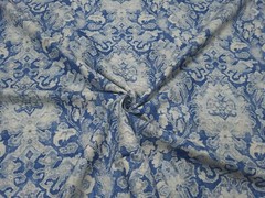 P Kaufmann CARPET BAG INDIGO Blue Floral Damask Print Drapery Uph Fabric