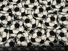 Tina Scrap 9″x21″ Soccer Ball Packed Black White Kick Goal Sport Cotton Fabric
