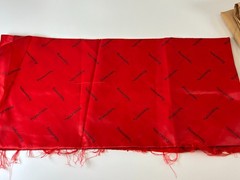 Pendleton Logo Satin Lining Fabric Gold / Beige Red Ivory 3 Pieces 4+ yds
