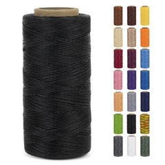 LEREATI 0.8mm Waxed Thread for Leather Sewing, 284 Yards, x 260m, Black