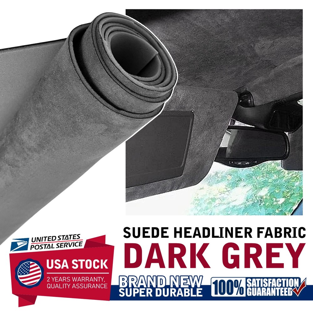 80″L×60″ W Grey Suede Headliner Fabric Material Car Interior Roof Upholstery
