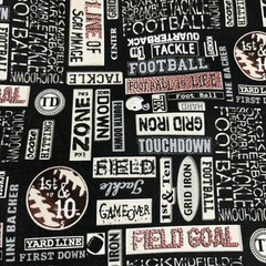 Lot of 2 FQs Cotton Quilt Fabric Sports Theme, Football & Newspaper Style Prints