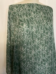 100% French Silk Georgette Moss Green Snake Skin Print Fabric By The Yard 54 ” W