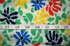 1+ Yards Bright Flowers on White Thin Knit Poly-Cotton Fabric 40″ X 64″