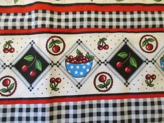 Cotton FAbric CHERRIES With Single Border 30″ long 40″ wide
