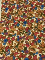 Vtg Mid Century Upholstery Fabric JCPenney Bird Floral Blue Batik Twill BTY NEW