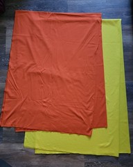 1970’s Polyester Fabric 2 Pieces Orange 84″ L X 60″ W, Yellow 92″ X 60″