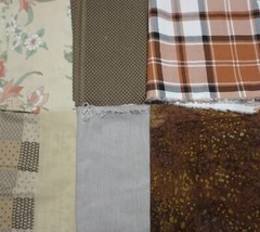 5 lb 3 oz Box of Assorted Fabric Scraps – Assorted mostly Browns & Gray FSBTB138
