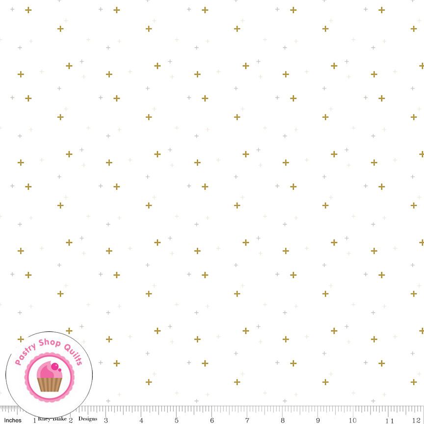 Riley Blake SPARKLER BASICS 650S White Silver Gold Metallic Quilt Fabric