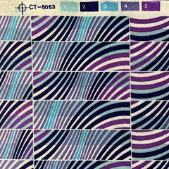 5 1/2 Yards Geometric Striped Curvy Purple Blue Stretch Knit Fabric 60″ W