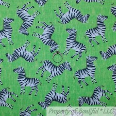 BonEful FABRIC FQ Cotton Quilt Green Grass B&W Zebra Stripe Black White Animal S