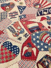 2 Yards Vintage 1776 Liberty Freedom Eagle USA Flag Patchwork 100% Cotton Fabric