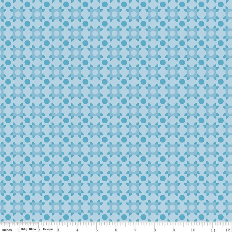 By The YARD ~ Patchwork Piazza On Blue Cotton $3.99 Ships ANY Amount Of Fabric