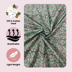 COTSILER Hand Block Print Fabric 100% Cotton 42 Inch 3 Yard Design1