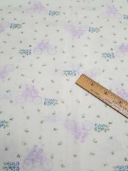 Vintage Cotton Fabric Tandem Bicycle Bike + Flowers Purple Pink 1 Yard 18″ x 45″